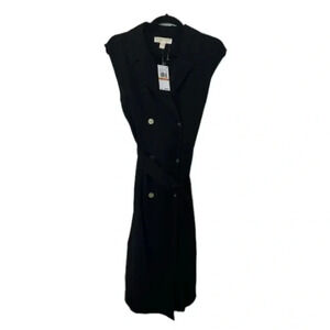 Michael Kors Drapey Crepe Trench Dress Women’s Black Sleeveless Size S NWT